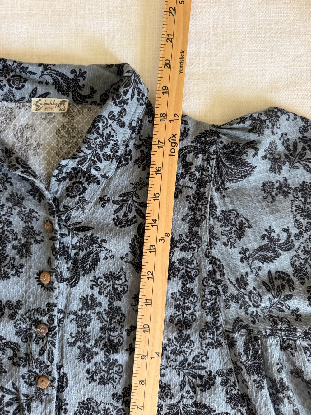 Intimately Free People Blue Button-Front Floral Print Shirt - Picture 9 of 9